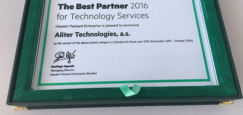 The prestigious award for Aliter Technologies