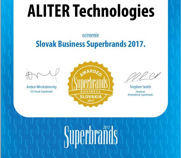 Aliter Technologies won the prestigious award Business Superbrands 2017